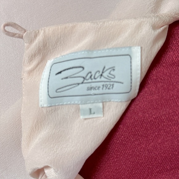 Pink 100% silk loose fit crepe de chine short sleeve blouse with neck detail - Picture 8 of 13